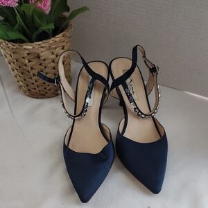 Nina Dark Blue Embellished Heels